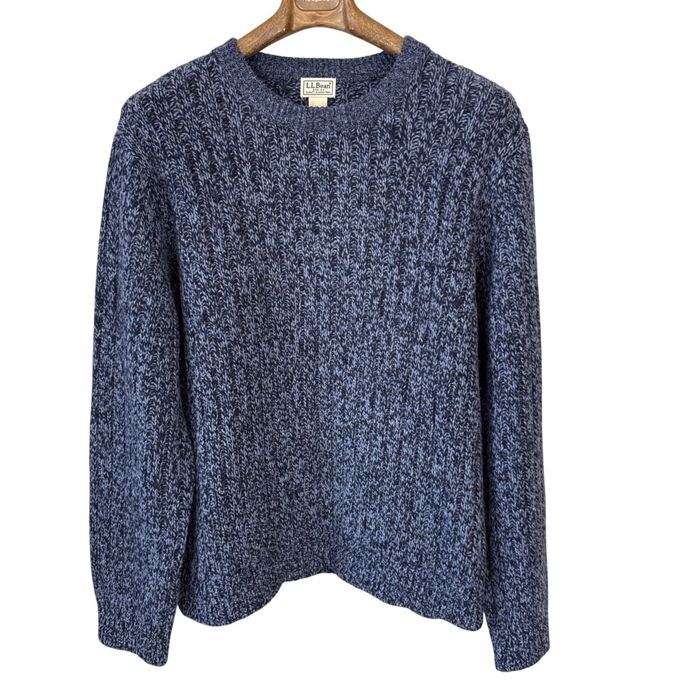 L L Bean Vintage Mens Chucky Ribbed Knit Crew Neck Sweater Size XXL Blue Wool